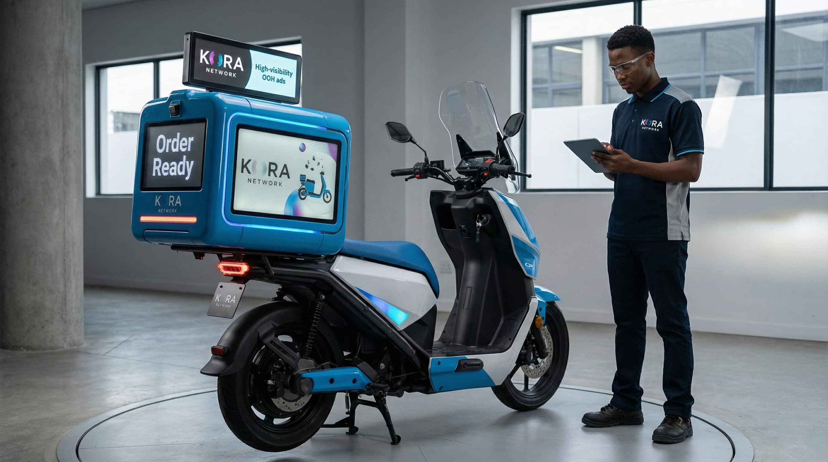 Kora Network smart delivery scooter with OOH display